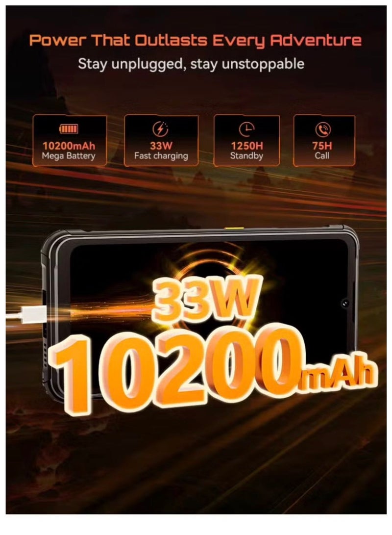 Cubot Kinkong ACE 5 Rugged Smartphone – 6.745” HD+ Display, 8GB RAM, 256GB Storage, 48MP Camera, 10200mAh Battery, Android 16, Waterproof, Camping Ring Light-Black - Image 5